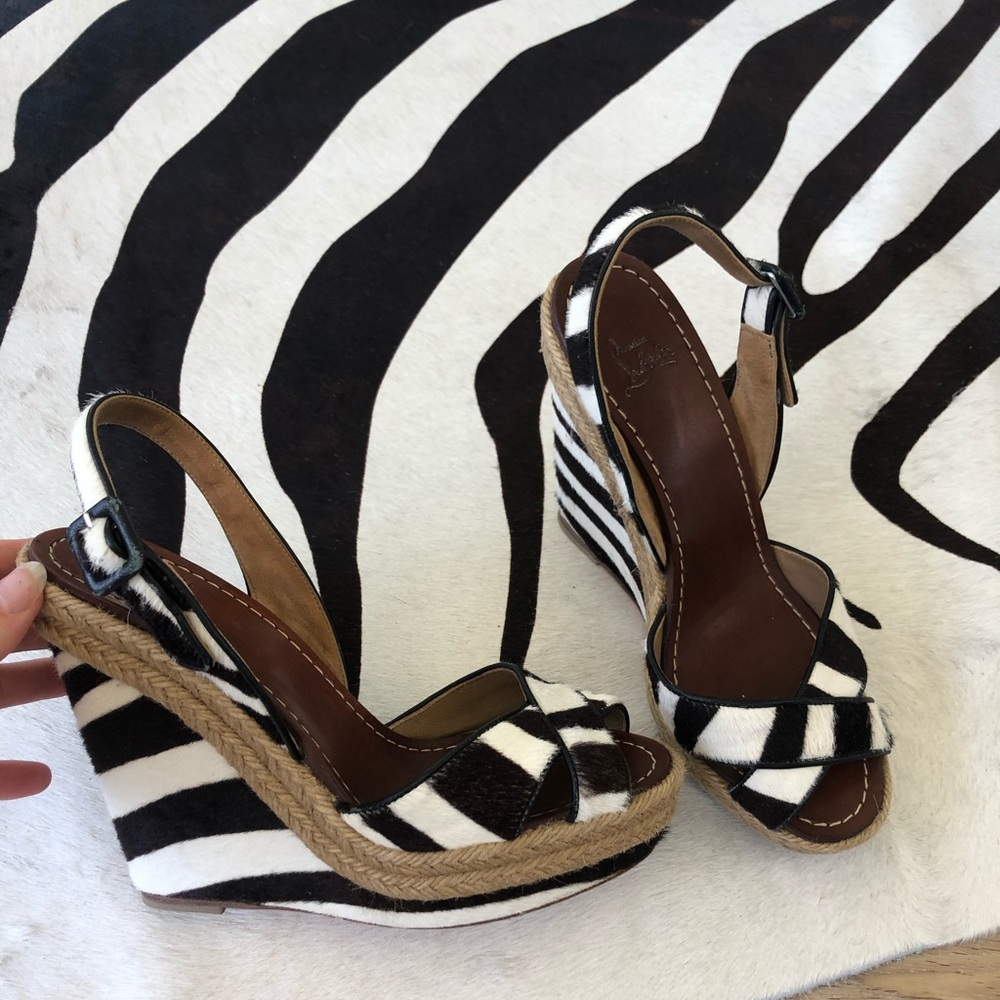 Christian Louboutin zebra print wedges sz 38
